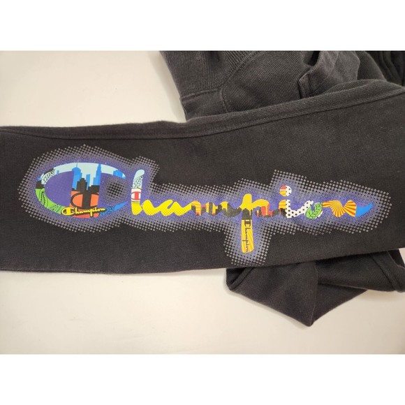 Champion Sweatpants Men's M Black Reverse Weave Jogger‎ Colorful Logo Athleisure - Picture 4 of 6